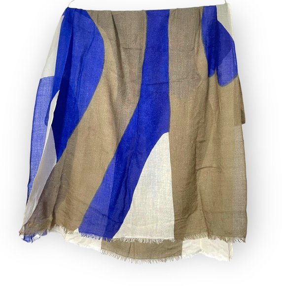 Denis Colomb Cashmere Blue, White, and Brown Large Scarf - Picture 5 of 7